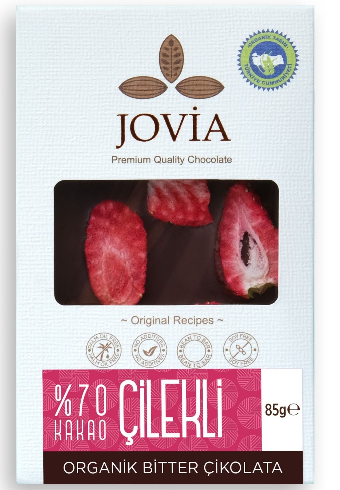 ORGANİK ÇİKOLATA-%70 BİTTER ÇİLEKLİ